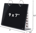 Desktop Glass Dry Erase & Acrylic Aesthetic Desk Calendar Weekly to-do List Combo, Small Magnetic Standing Whiteboard, Desk Flip Easel Calendar with Accessories for Home Office Supply, Black, 9 x 7''