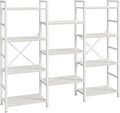 SUPERJARE Triple 4 Tier Bookshelf, Bookcase with 11 Open Display Shelves, Wide Book Shelf Book Case for Home & Office, White
