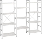 SUPERJARE Triple 4 Tier Bookshelf, Bookcase with 11 Open Display Shelves, Wide Book Shelf Book Case for Home & Office, White