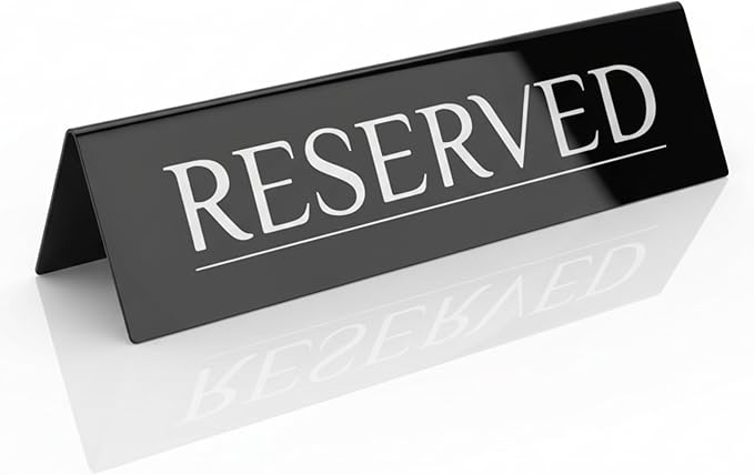 12 Reserved Table Signs – Black Stainless Steel with Silver Mirror Lettering | Elegant, Durable & Reusable Reserved Signs for Wedding Receptions & Restaurants | Wedding Accessories & Restaurant Supplies by Adaptic Group®