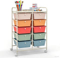 GLACER 10 Drawer Rolling Cart, Storage Cart with Lockable Whieels & Metal Frame, Trolley for Art Craft Oganizer, Mobile Utility Cart for Office, School, Classroom, Kitchen (Multicolor)