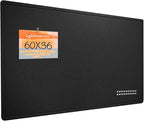 Lightomorrow Large Bulletin Board - 60 x 36 Inches, Decorative Felt Pin Board for Wall - 5' x 3' Foldable Photo Display Board with Self-Adhesive Tape, Includes 20 Push Pins - Black