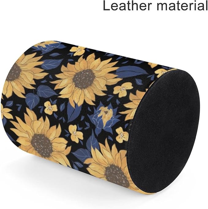 DIYYAO Personalize Sunflower Pattern Circular Pen Holder - Desk Pen Organizer Control Storage Box Makeup Brush Holder (E)
