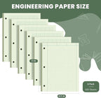 Engineering Computation Pad, 6 Pack Engineering Paper 8.5 x 11, 5x5 Quad Ruled, Top Glue Binding Engineering Notebook 8.5 x 11, 3-Hole Punched Grid Paper, Graph Paper Notebook 100 Sheets Per Pad