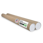 Cardboard Mailing Tubes, 4" x 48" with Plastic Caps, Pack of 2 - USA-Made USPS Approved Poster Tube for Documents & Blueprints - Reinforced Mailing Cylinders for Shipping & Storage by IDL Packaging