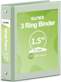 SUNEE 3 Ring Binder 1.5 Inch 1 Pack, Clear View Binder Three Ring PVC-Free (Fit 8.5x11 Inches) for School or Office Supplies, Sage Green
