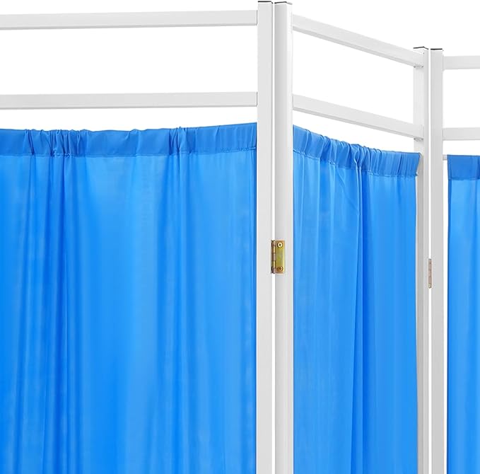 Medical Privacy Screens, Waterproof Nylon Fabric, 78.7 * 70.9 in Foldable Rolling Medical Privacy Screen with Silent Wheels, Suit for Hospitals, Clinics, and Nursing Homes (Blue, 4 Panels)