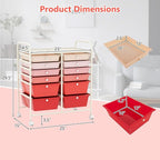 Happygrill 12-Drawer Rolling Storage Cart, Multipurpose Organizer Cart for Home Office School, Utility Cart with Wheels (Gradient Pink)