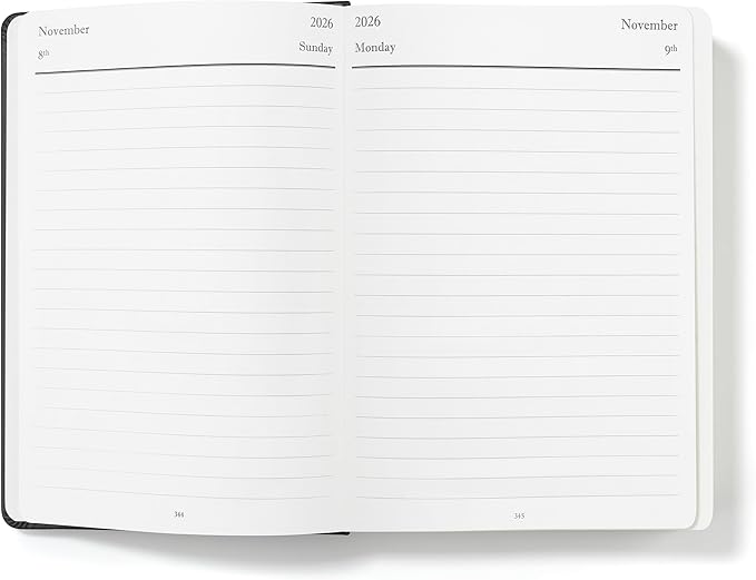 Wykeham's Executive 2026 Daily Journal Planner – US Public Holidays & Format – Customization Available (Personalized Black, 8.5"×5.5")