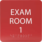 ADA CENTRAL SIGNS - 6" X6" Exam Room 1 Sign - ADA Compliant Tactile Graphics Grade 2 Braille Text Acrylic Wall Signs - Educational Institution Directional Assistance Test Center Door Sign for Schools