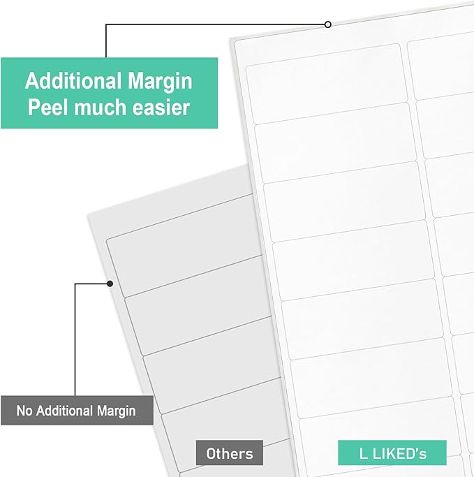 L LIKED Printable Address Labels, 1" x 2-5/8", 3,000 Stickers, 30 per Sheet, Mailing Labels for Envelopes (100 Sheets)
