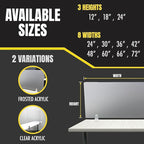 OBEX Frosted Acrylic Desk Mounted Privacy Panel, 24" x 30", Frosted