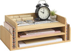 KIRIGEN Wood 3-Tier Office Desktop Document Tray - Mail Sorter Organizer Rack - Wooden Document Letter Stand for Folders, Mail, Stationary, Desk Accessories Natural(2TP-NA)