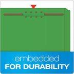 Pendaflex Fastener Folders, 2 Fasteners, Letter Size, Green, 1/3 Cut Tabs in Left, Right, Center Positions, 50 per Box (22140GW)