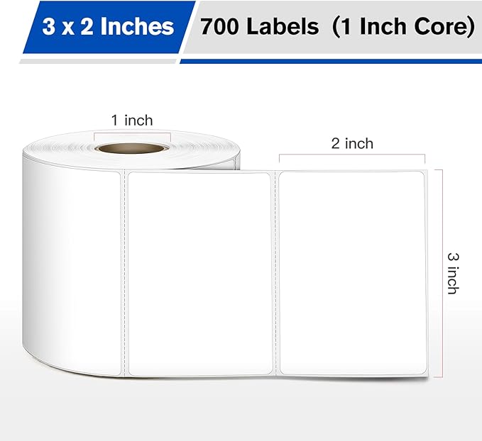 L LIKED 3" x 2" Blank Removable Labels with No Residue, Water and Oil Resistant, Use for Both Home and Office (1 Roll, 700 Labels)