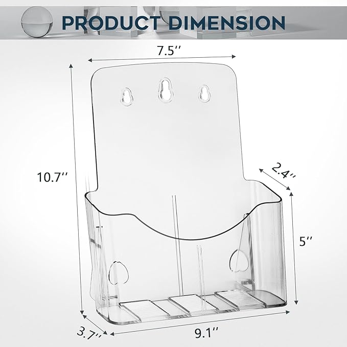 xydstay Acrylic Brochure Holder 8.5x11 Inches Slant Back Design, Clear Display Stand, Plastic Table Stand Sign Holder,Pamphlet Holder Flyer Holder, Acrylic Display Stand,for Office, Home, Store, 2 Pack