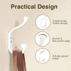 Large Wall Hooks for Hanging Coats - Wall-Mounted Heavy Duty, Holds 30 lbs, Door Hook for Backpacks, Clothes, Towels, Hats, Purses, Screw-in Hooks for Bathroom, Mudroom, Farmhouse (White, 4 Pack)