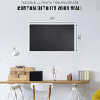 Large Cork Board Alternative 36" X 24" Bulletin Board - 6 Pack Removable Felt Wall Tiles with 15 pushpins, Large Cork Boards for Walls Cork Board for Office Pin Board Tack Board - Black