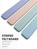 Cork Board Alternative Felt Strip Board 8-Pack 13"x2", Office Pin Board with 50 Push Pins, Adhesive Install for Bedroom Door & Home Office(Coastal Haze)