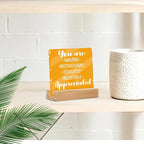 Motivational Gifts for Women, Inspirational Quotes Office Desk Decor Acrylic Sign 4x4 Inch, Appreciation Mental Heath Gifts for Coworker Best Friend, Desk Decorations for Women Office Room