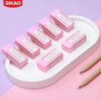 SIKAO Pink Erasers, 6 Pack Block Pencil Erasers – Smudge-Free Latex-Free Cute Erasers for Kids & Girls, School Supplies, Clean Erase for Homework, Journaling & Drawing