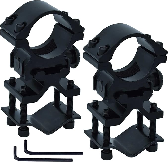 2 Pack Flashlight and Laser Sight Mount with Barrel Adapter,Detachable 1 Inch Scope Ring and Picatinny Rail Mount Combo