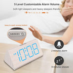 DreamSky Wooden Digital Alarm Clocks for Bedrooms - Electric Desk Clock with Large Numbers, USB Port, Loud Alarm for Heavy Sleepers, Adjustable Volume, Dimmer, Snooze, DST, Wood Décor, Adapter Powered