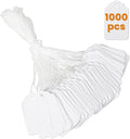 1000 PCS White Price Tags with String Attached, 1.75 x 1.1 Inches, Goefun Writable Label Strung Marking Tags for Pricing, Hanging, Clothing, Jewelry, Garage/Yard Sale, 250 GSM