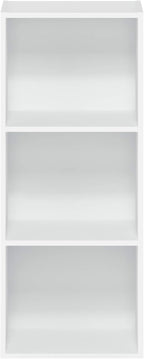 Furinno LUDER Book Shelf, 3-Cube Bookshelf, Bookcase with Open Shelves, 9.3 x 12 x 31.5, for Living Room, Bedroom, Home Office, White