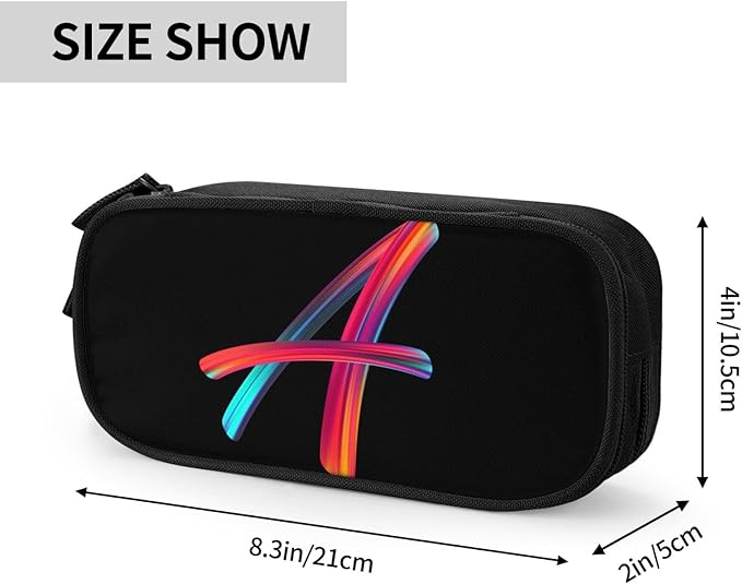 Pazacon Cute Initial Pencil Case for Kids Students, Large Capacity Pencil Pouch for Boys Girls, Letter Design Pencil Box Pen Bag Office Stationery Organizer, Rainbow Letter A