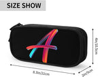 Pazacon Cute Initial Pencil Case for Kids Students, Large Capacity Pencil Pouch for Boys Girls, Letter Design Pencil Box Pen Bag Office Stationery Organizer, Rainbow Letter A