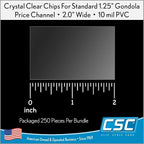 Clip Strip Corp. Price/Data Channel Label Holder Chips, Clear Plastic Tags, 2" L x 1.25" H, 10 Mil Thick, Gondola Shelf Edge, Reusable, Made for Point of Purchase Shelf Molding (1000)