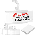 Plastic Wire Shelf Label Holder, Reusable Shelf Tags for Pantry Retail Store, Supermarket UPC Price Card & Ticket Display, Strong & Easy Clip Design Tight Snap Lock Closure. 1-1/4" H X 3" W (50)