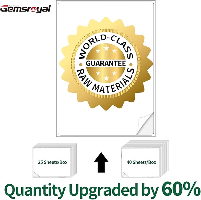 Gemsroyal 4"×5" Shipping Labels Printable,4×5 inch White Matte Label Stickers for Laser/Inkjet Printer,5×4 Large Mailing Sticker Paper,Wine Stickers for Bottles,40 Sheets,160 Blank Labels in Total