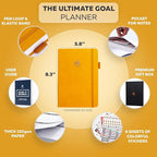 Clever Fox Ultimate Achiever’s Goal Planner - Focus & Productivity 90 Day Journal. Undated Daily Weekly Monthly Planner Organizer & Hourly Schedule Notebook - Hardcover, A5 Size, Amber Yellow