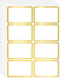 Yeachlaing 2" x 3" 200 PCS Name Labels, Waterproof Blank Name Tag Stickers with Permanent Adhesive Writable Stickers with Metallic Gold Border for School Office Home