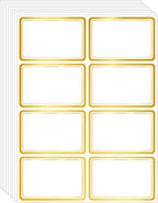 Yeachlaing 2" x 3" 200 PCS Name Labels, Waterproof Blank Name Tag Stickers with Permanent Adhesive Writable Stickers with Metallic Gold Border for School Office Home