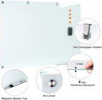 Glass Dry Erase Board, 48 x 36 Inches Magnetic Glass Whiteboard for Wall, 4' x 3' Frameless Board for Office, Home, School