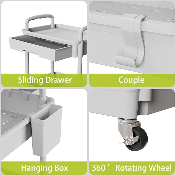Sorgion 4 Tier Rolling Cart Organizer,Art Craft Diaper Bedside Snack Laundry Room Bathroom Organizer Narrow Thin Slim Rolling Trolley Utility Cart with Wheels for Kitchen,Office(Grey)