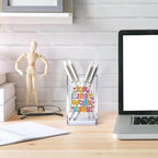 Vgrti IDK I Just Work Here Acrylic Cosmetic Pencil Pen Holder Cup, Sarcastic Office Pen Holder for Desk, Funny Work Burnout Gifts for Coworker Friend, Thank You Gifts for Women Colleague Teacher