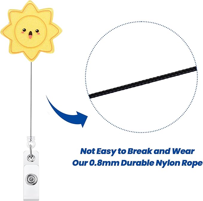 Happy Sunshine Badge Reel, Cute Retractable ID Card Badge Holders, Badge Clip for RN LPN CNA MA ER ED PT OT Therapists Physician Resident Nursing Student Socical Workers HR Administrative Personnel