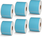 BETCKEY - 2.25" x 4" Multipurpose & Shipping Labels Compatible with Zebra & Rollo Label Printer,Premium Adhesive & Perforated[Light Blue, 6 Rolls, 2100 Labels]