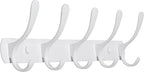 SKOLOO Coat Rack Wall Mount - Modern, Metal Wall Coat Rack with 5 Hooks, Sturdy Wall Hook Rack Rail for Hanging Coat, Jacket, Clothes, Hat, White