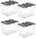 Superio Storage Bins with Lids, Clear Plastic Containers for Organizing, Stackable Totes, BPA Free, Odor Free, Organizer Boxes for Home, and Dorm, 53 Quart (4 Pack, 20.25"x14"x14.6")