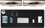 Boutilon Leather Desk Pad Protector,Non-Slip Mouse Pad,Laptop Desk Pad,Office Mouse Mat,Waterproof Leather Desk Blotter,Desk Writing Pad for Office and Home (XXXL-Black,47"x 24")