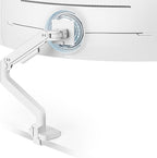 ARES WING Ultrawide Monitor Arm White for 17 to 49 Inch Heavy Duty Curved Screen, Holds 44 Lbs, Adjustable Gas Spring Monitor Arm Desk Mount with C Clamp, Grommet Base, 75/100 Vesa Mount