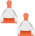 NACENA Mini Dustpan and Brush Set 2 Pack, Small Broom and Dustpan Set Dust Pan and Mini Hand Broom Dustpan and Broom Combo Compact for Home Table Keyboards Sofa Kitchen, Orange