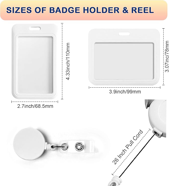 Photo Personalized Badge ID Card Holder Custom Retractable Badges Reel Clip, 1,50 Pack Bulk