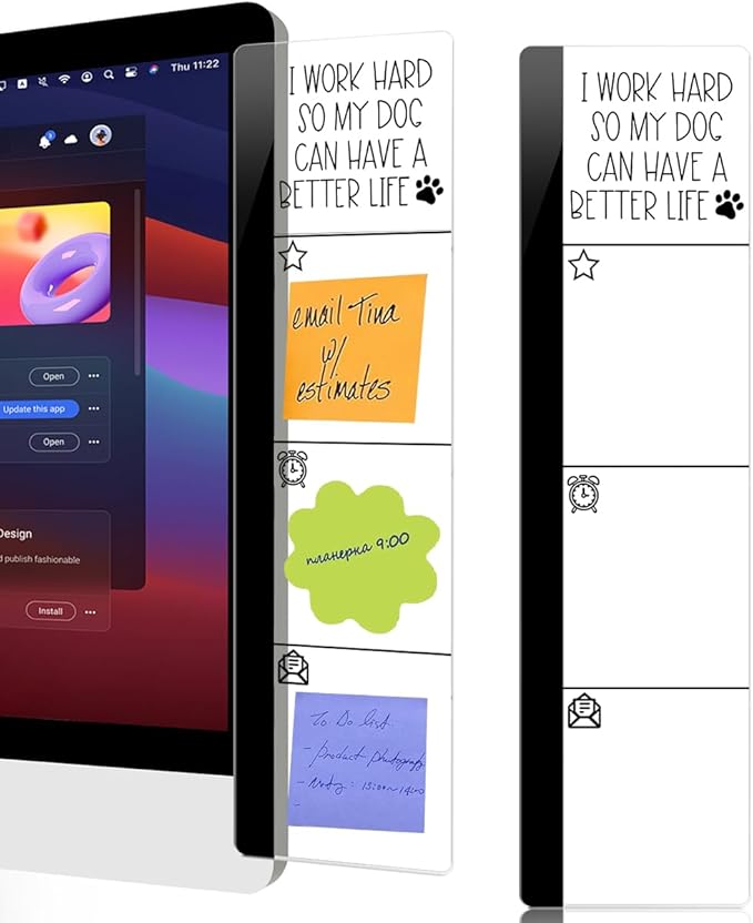 Computer Monitor Memo BoardHoldIForget I Work Hard So My Dog Can Have a Better Life Logo Decor Monitor Message Board Sticky Notes for Send Family Members Office Friends and Colleagues Gifts