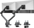 monTEK Dual Monitor Stand up to 35 inches Screen, Monitor Mount for 2 Monitors, Full Motion Adjustable Monitor Arm, VESA Mount with C-Clamp/Grommet Base, Holds 24.25lbs per Arm, Gray MA1010DG-D